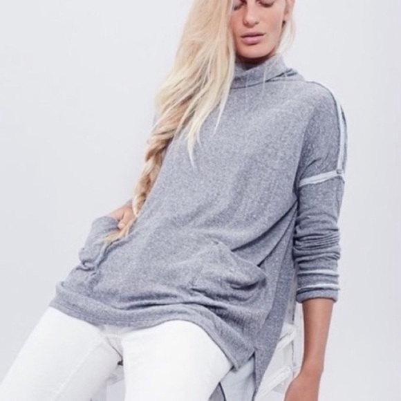 We the Free Flight Pullover Gray Raw Edge Turtle - Picture 7 of 7